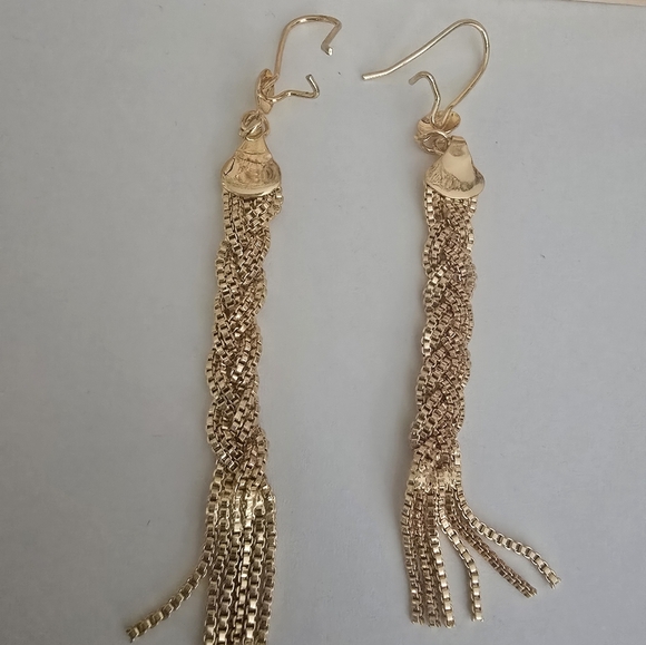 21kgp Dubaib Jewelry Elegant Gold Dangle Earrings - Picture 4 of 6